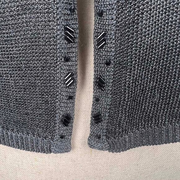 Liz Claiborne Metallic Gray Sequin Knit Cardigan M/L - Picture 6 of 7